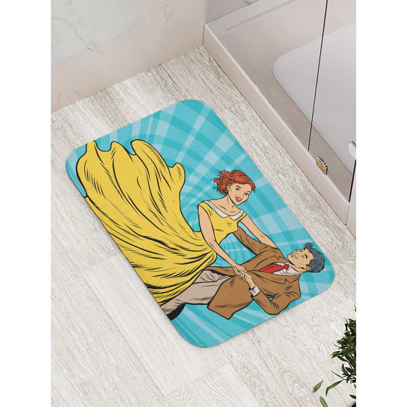 Dancing Romantic Retro Couple Bath Mat