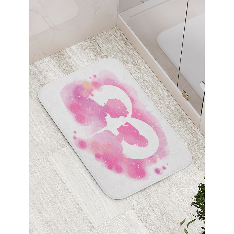 Valentine Lovers on a Heart Bath Mat