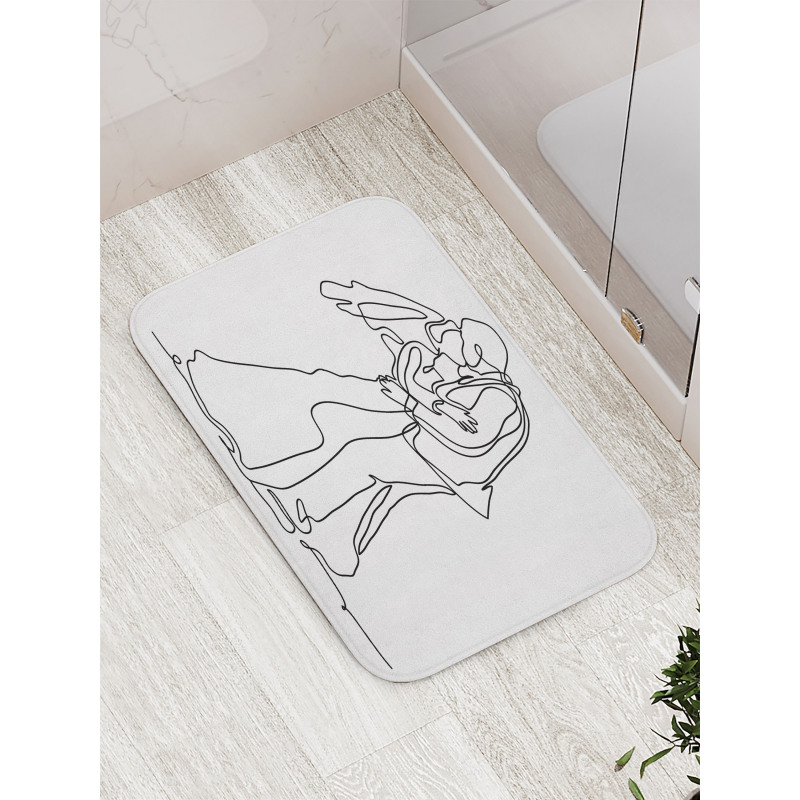 Kissing Romantic Couple Sketch Bath Mat