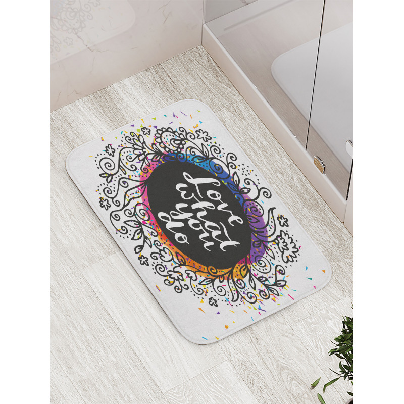 Inspirational Flowers Dots Bath Mat