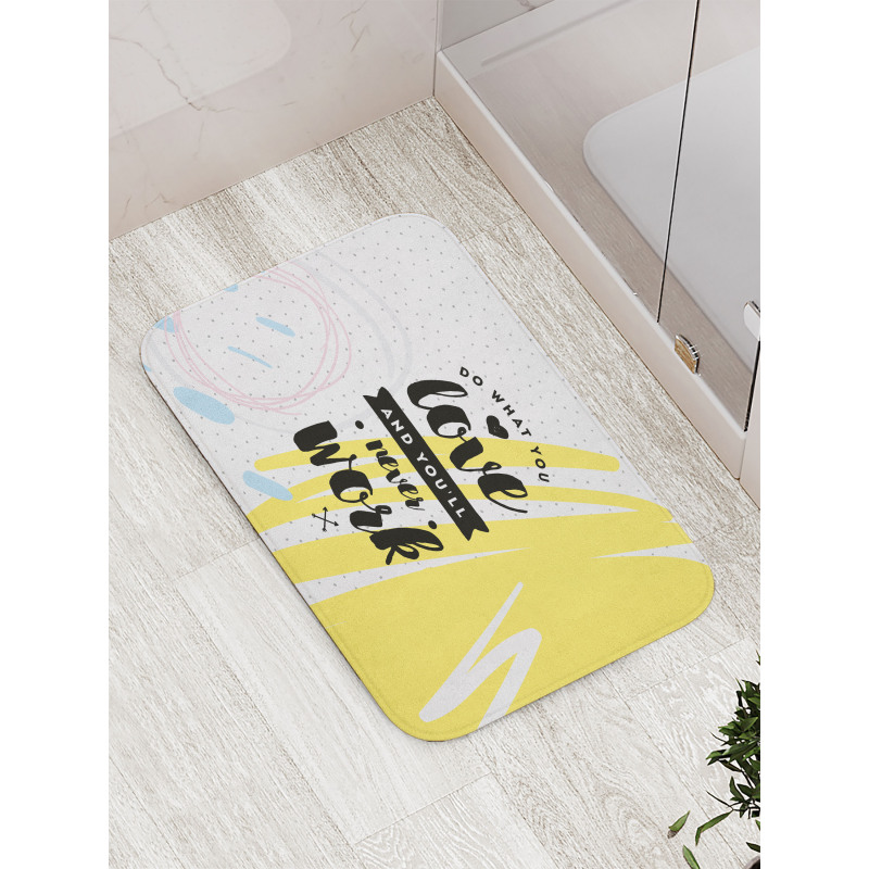 Retro Memphis Pattern Phrase Bath Mat