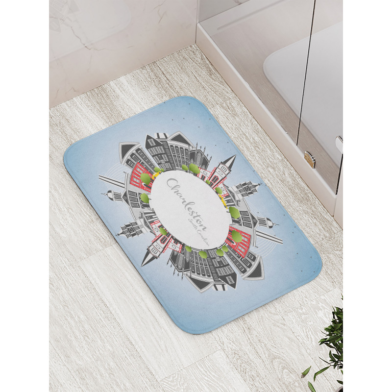 Buildings on a Globe Bath Mat