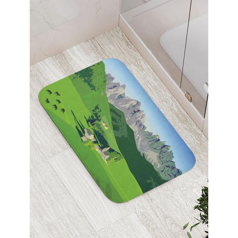 Alpine Mountains Meadow Bath Mat