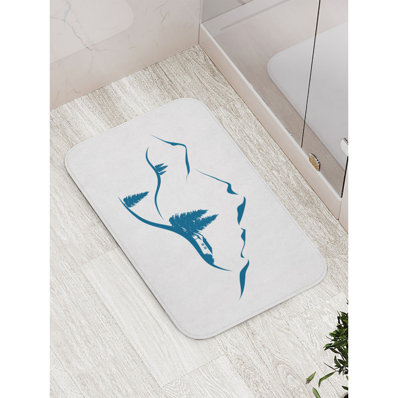 Chalet and Fir Trees Bath Mat