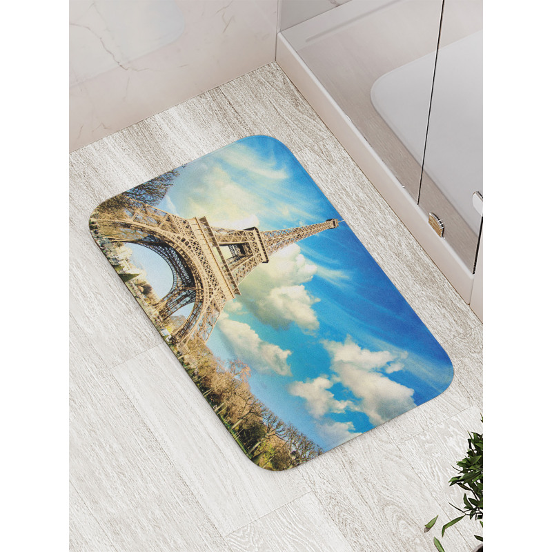 Eiffel Tower Autumn Trees Bath Mat