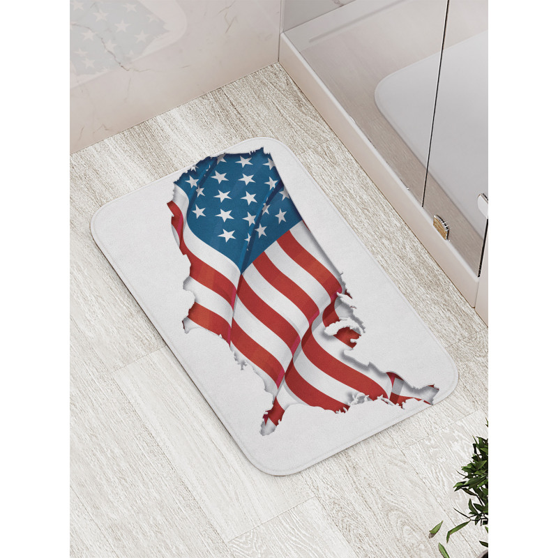 Patriotic Waving USA Flag Bath Mat