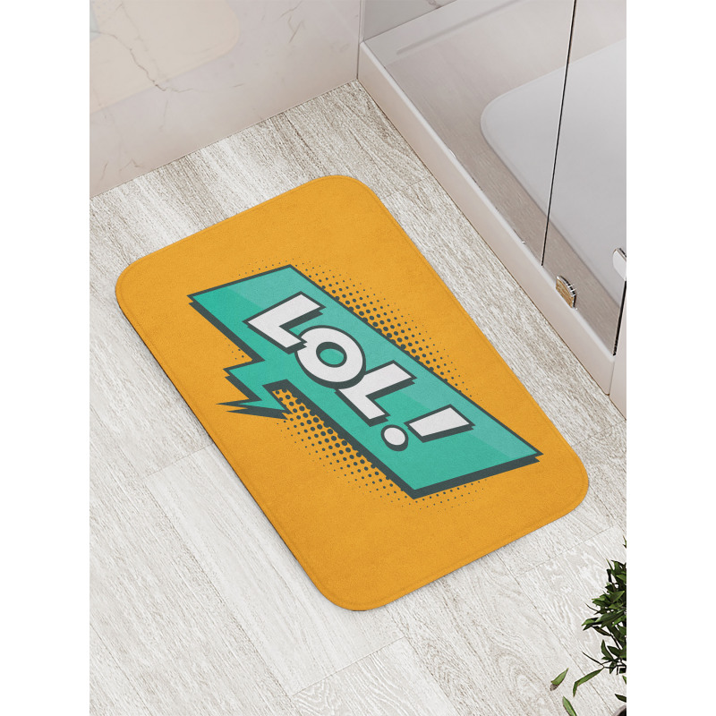 Retro Text with Speech Bubble Bath Mat