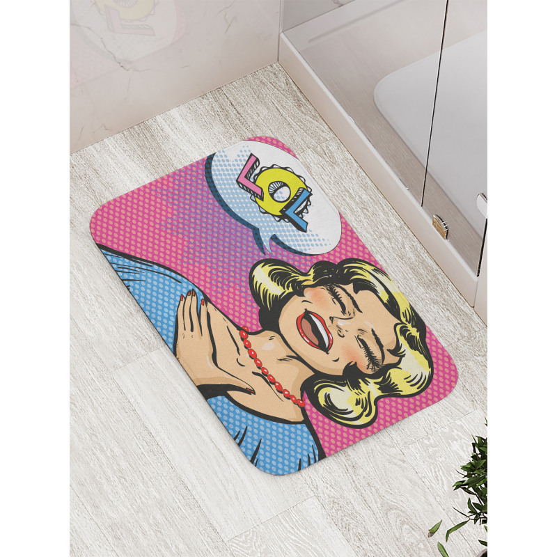 Laughing Woman with Closed Eyes Bath Mat