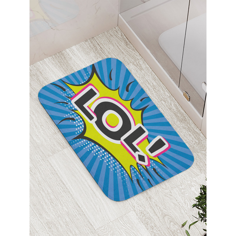 Speech Bubble Halftone Stripes Bath Mat