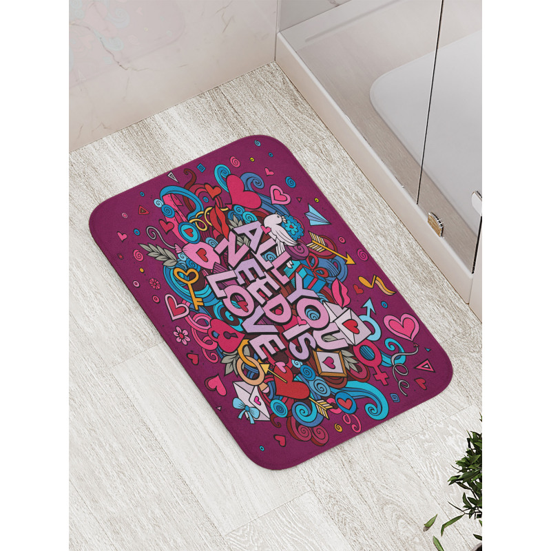 Colorful Cartoon Doodle Art Bath Mat