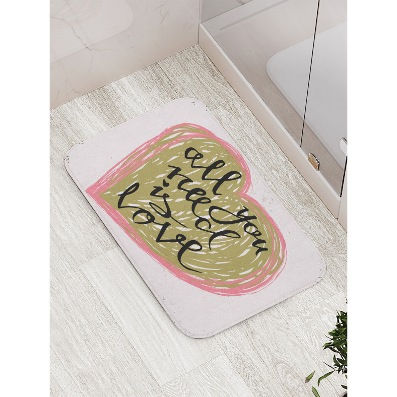 Valentines Day Sketch Art Bath Mat