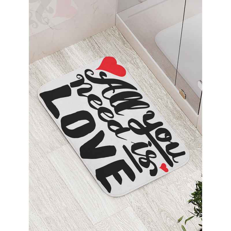 Romantic Hearts Calligraphic Bath Mat