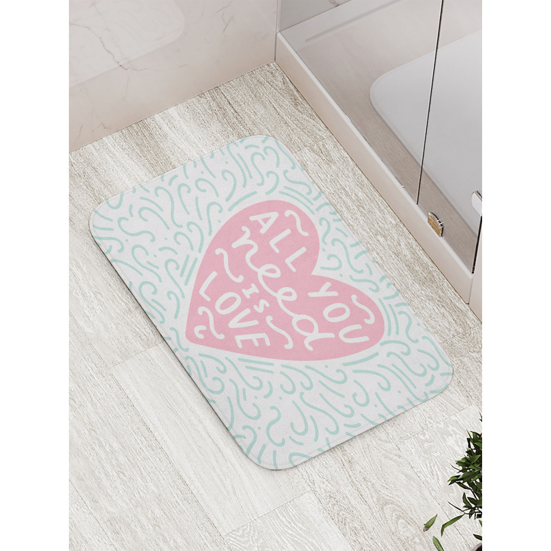 Pink Heart Shapes Doodles Bath Mat