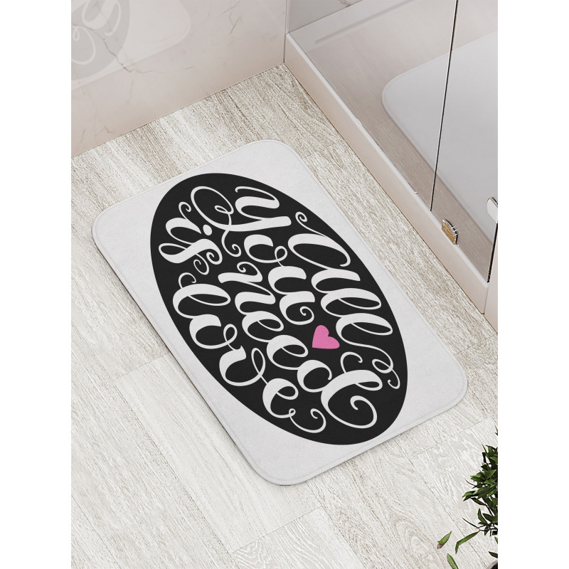 Swirly Hand-writing Phrase Bath Mat