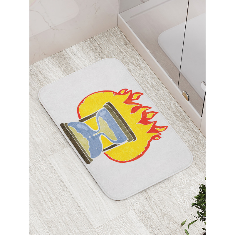 Retro Hourglass on Fire Bath Mat