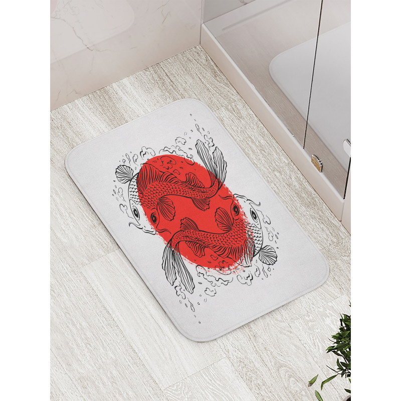 Japanese Carps on Circle Bath Mat