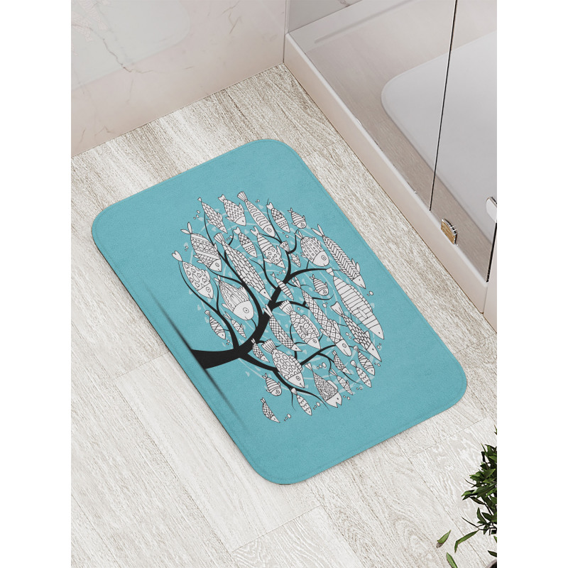 Fish Tree Concept Artwork Bath Mat