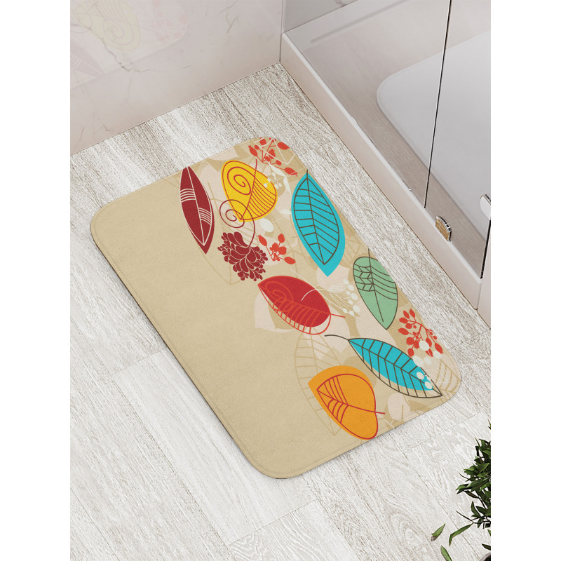 Autumn Inspired Botanical Art Bath Mat