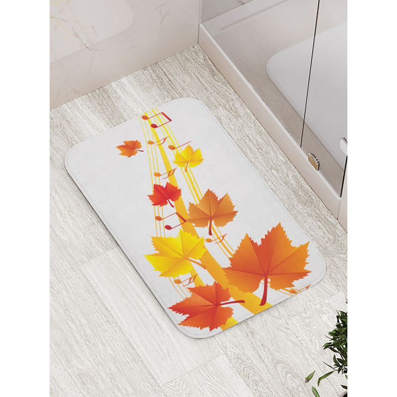 Dried Leaves Musical Notes Bath Mat