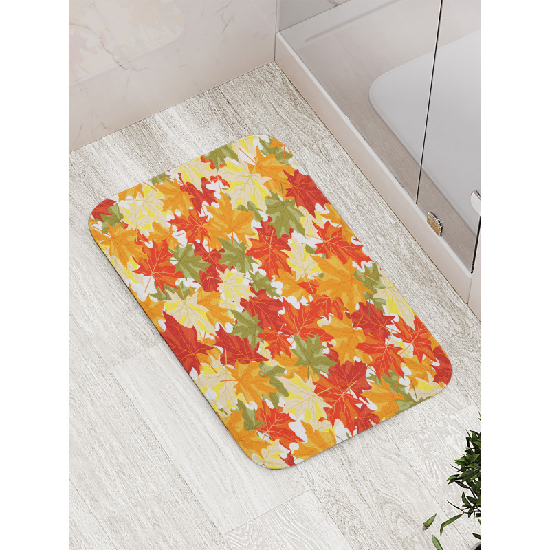 Pile of Foliage Tree Leaves Bath Mat