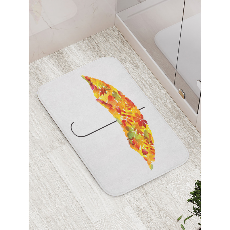 Abstract Umbrella Fall Leaves Bath Mat