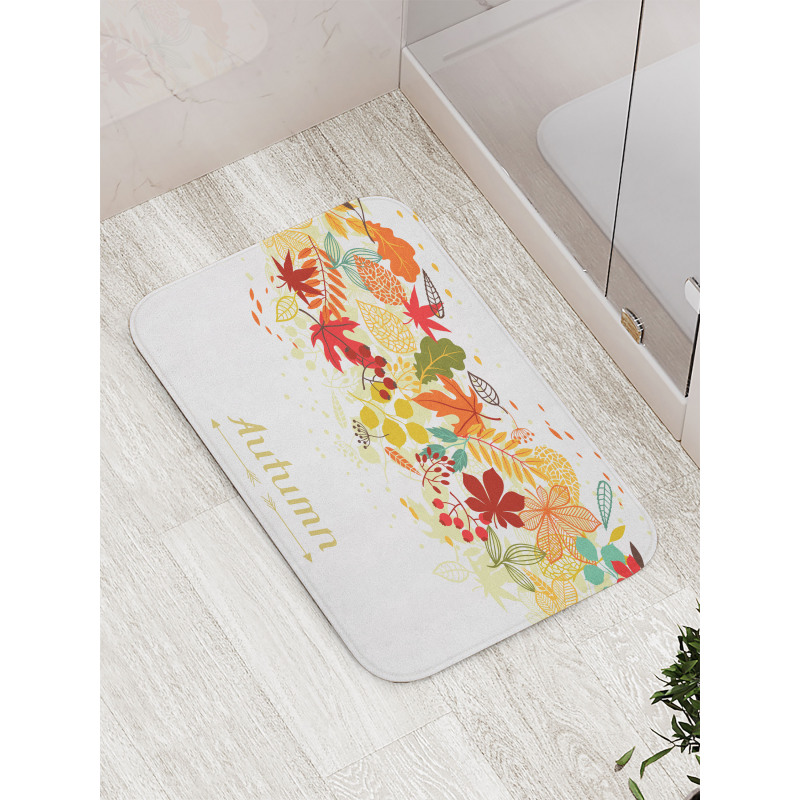 Autumn Leaves Border Bath Mat