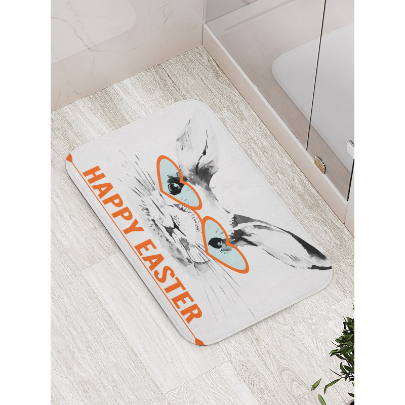 Funny Bunny Glasses Bath Mat