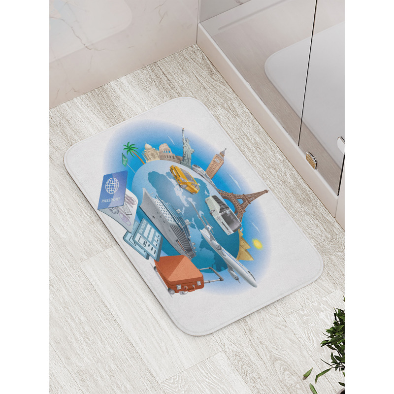 Business Travel Planet Earth Bath Mat