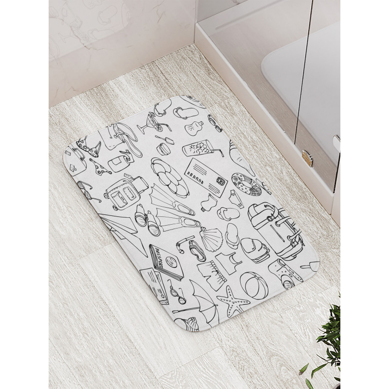 Sea Hand-drawn Sketches Art Bath Mat