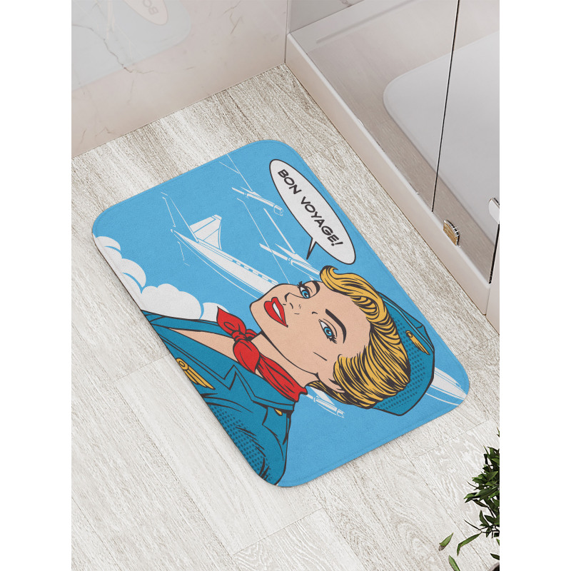 Bon Voyage Stewardess Retro Bath Mat