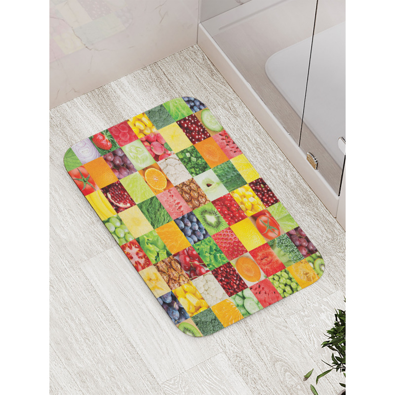 Healthy Fresh Food Squares Bath Mat