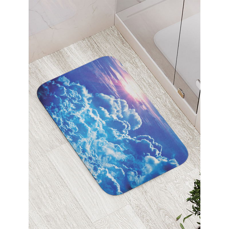 Blue Cloudy Sky Sunrise Photo Bath Mat