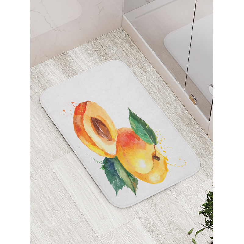 Watercolor Half Apricot Bath Mat