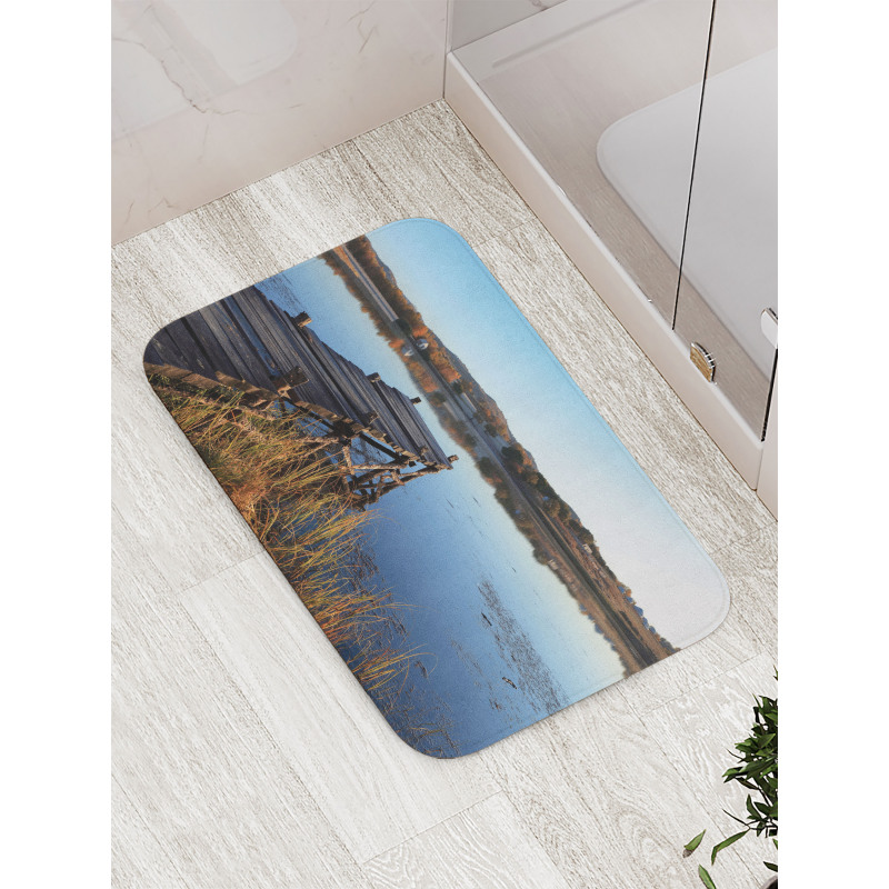 Tranquil Lake Idyllic Pier Bath Mat