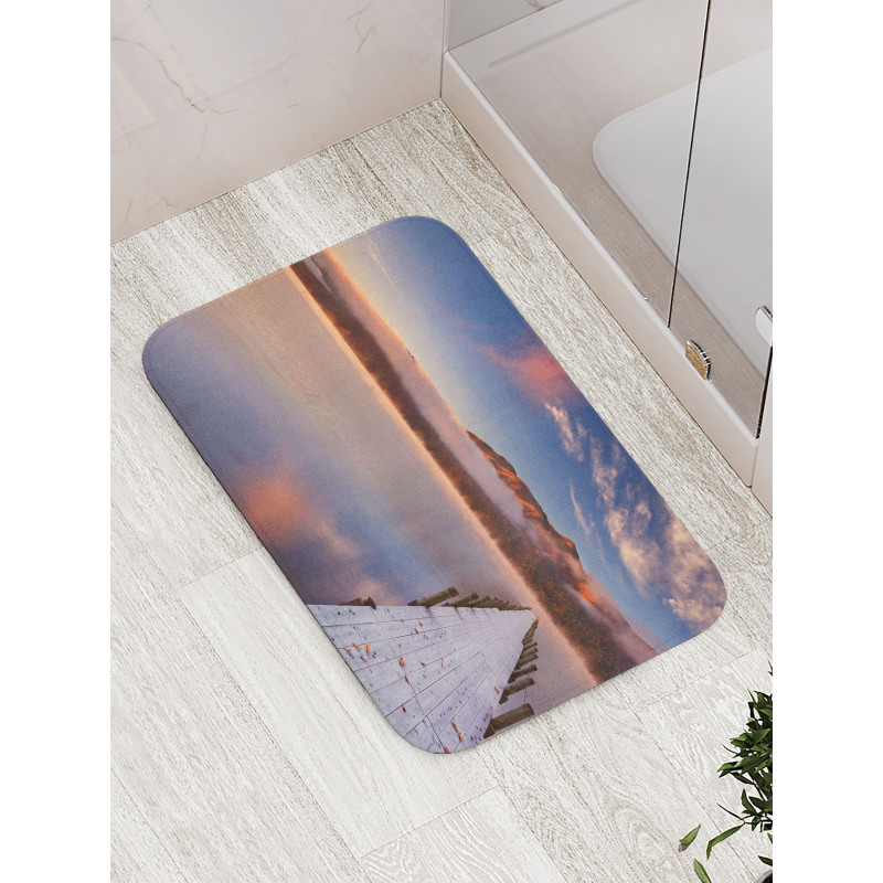 Japanese Lake Autumn Sunrise Bath Mat