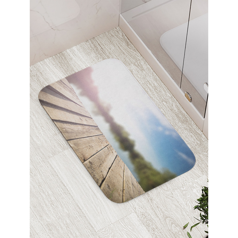 Grunge Wood Pier Blurred Photo Bath Mat