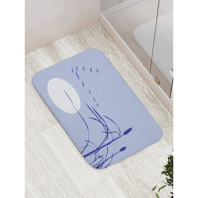 Abstract Team of Geese Moon Bath Mat