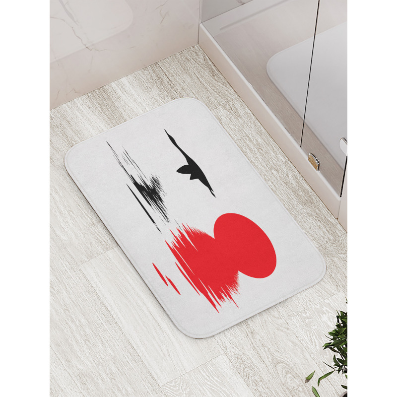 Goose Flying Alone Silhouette Bath Mat