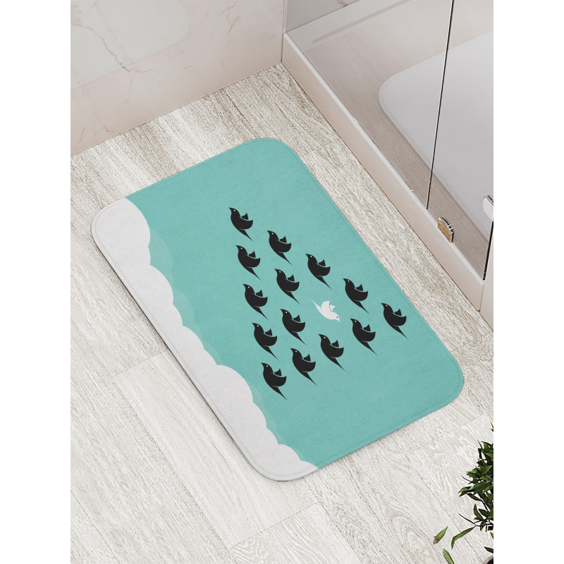 Bird Silhouettes over Clouds Bath Mat