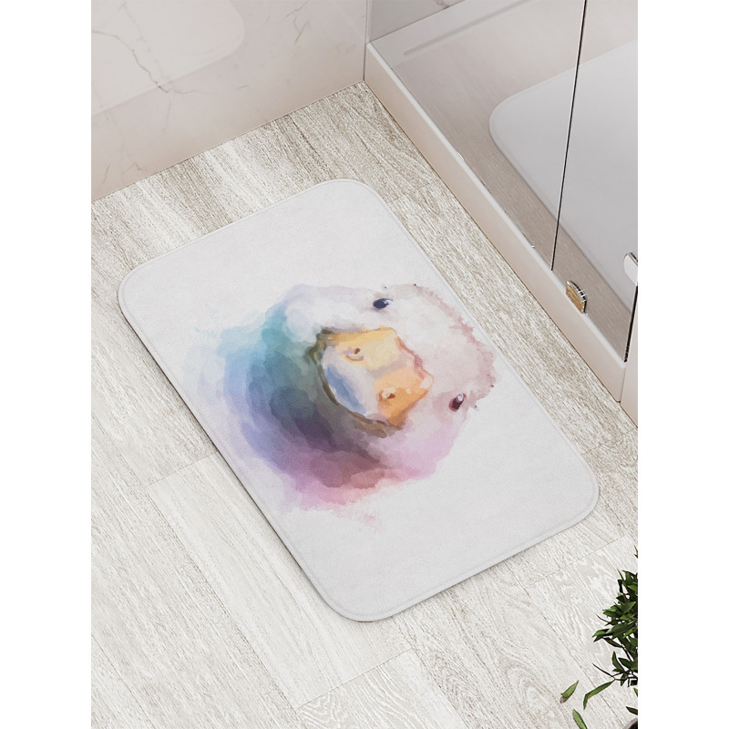 Watercolor Goose Face Bath Mat