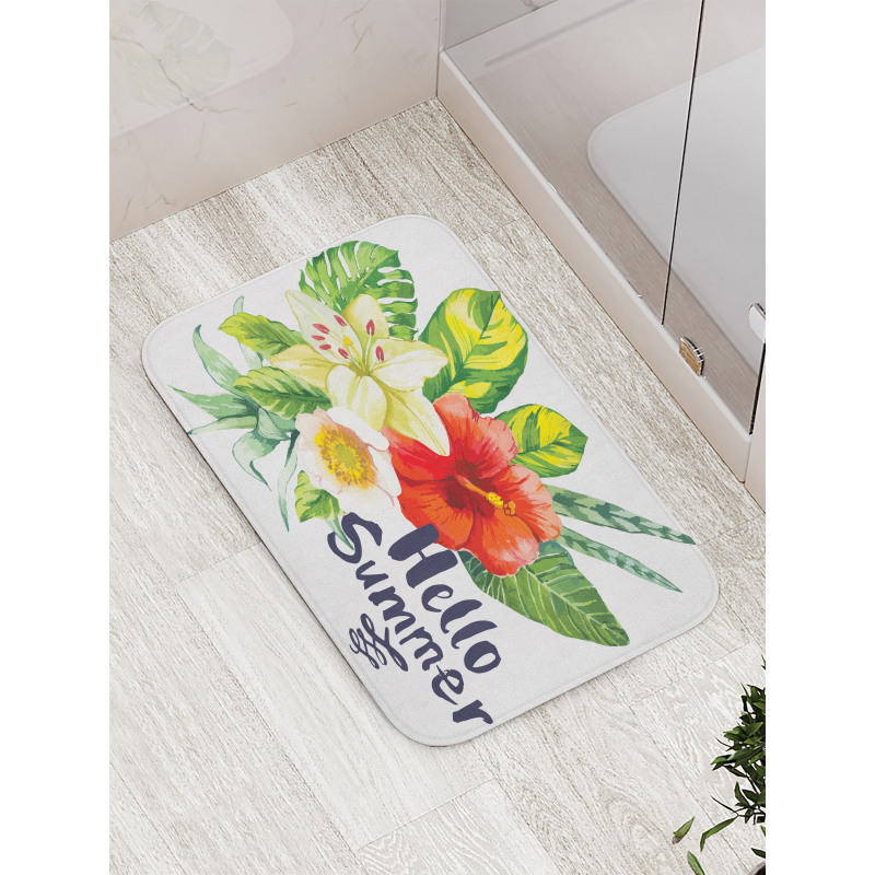 Tropical Flowers and Plants Bath Mat