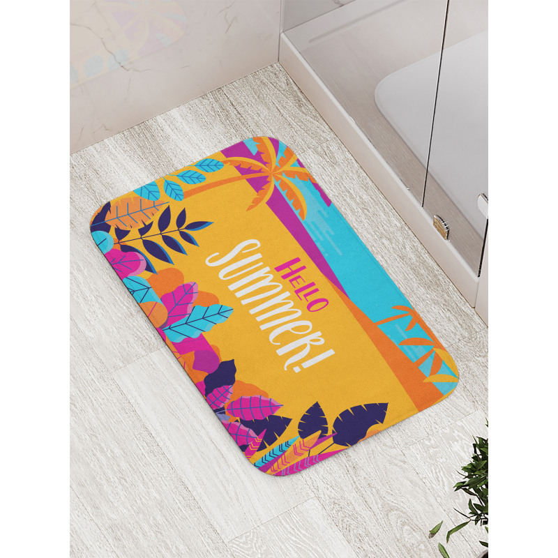 Tropical Beach Hello Summer Bath Mat