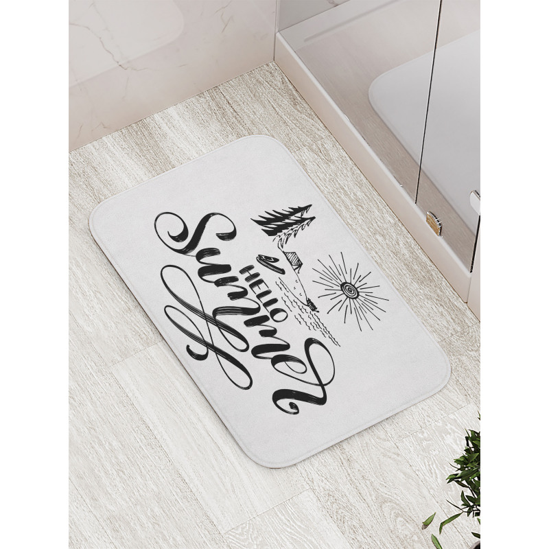 Hello Summer Camping Vacation Bath Mat