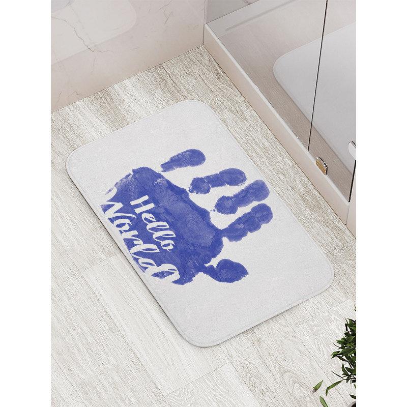 Hello World Color Hand Print Bath Mat