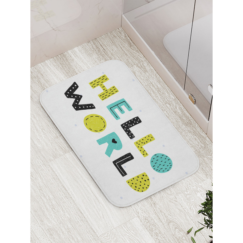 Boys Hello World Polka Dots Bath Mat