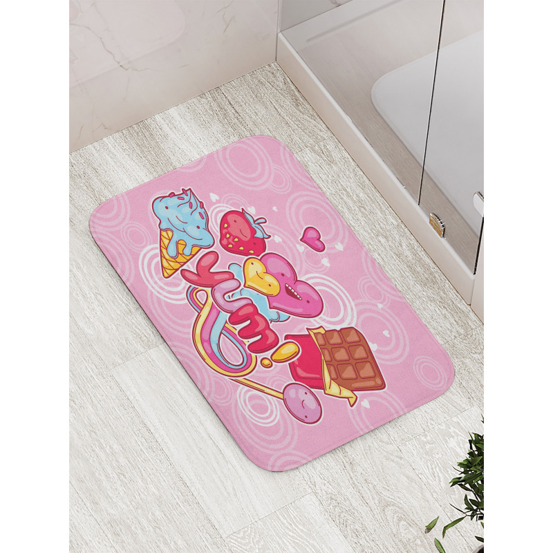 Heart Ice Cream Strawberry Bath Mat