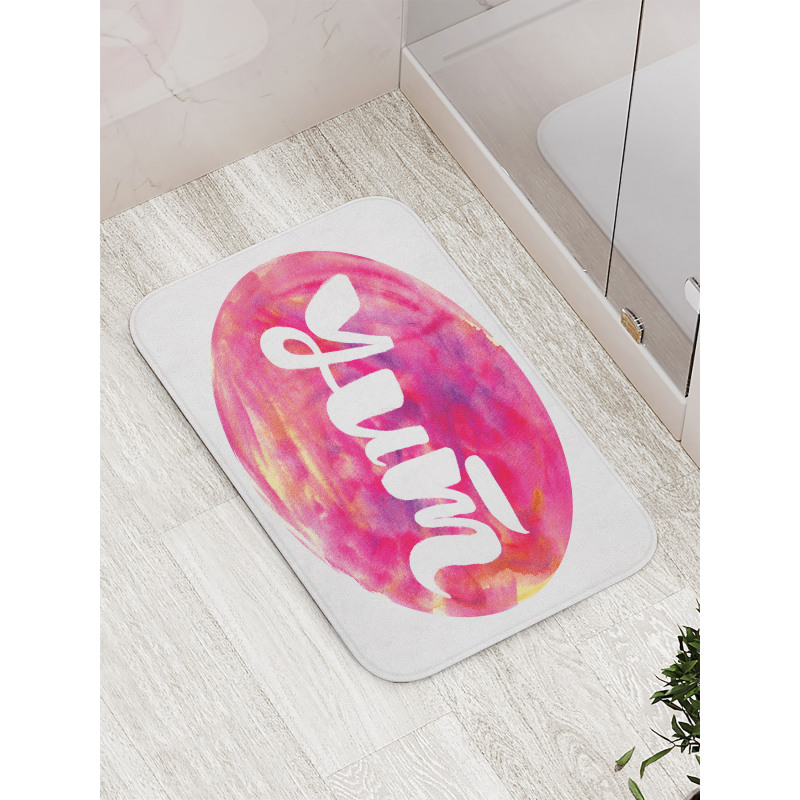 Wording on Watercolor Round Bath Mat