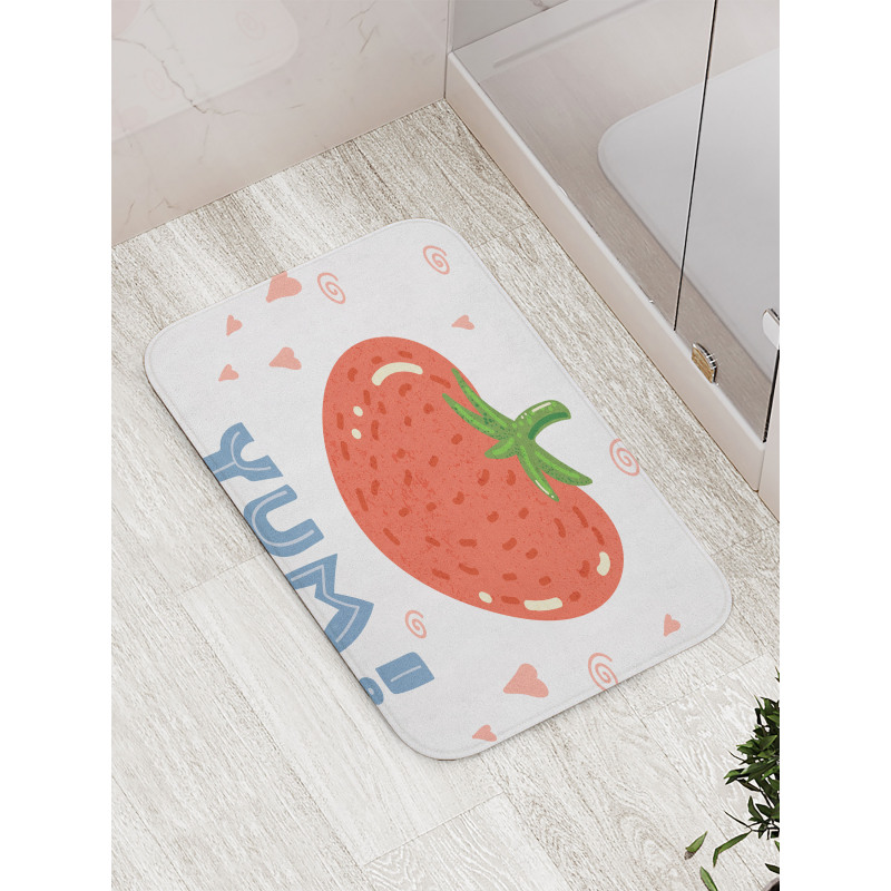 Lettering with a Strawberry Bath Mat