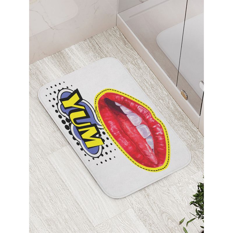 Woman Lips Wording Pop Artwork Bath Mat