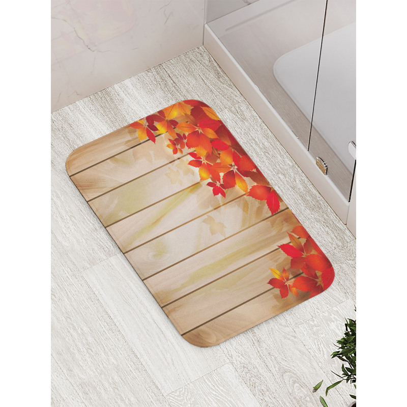 Autumn Orange Tones Leaves Bath Mat